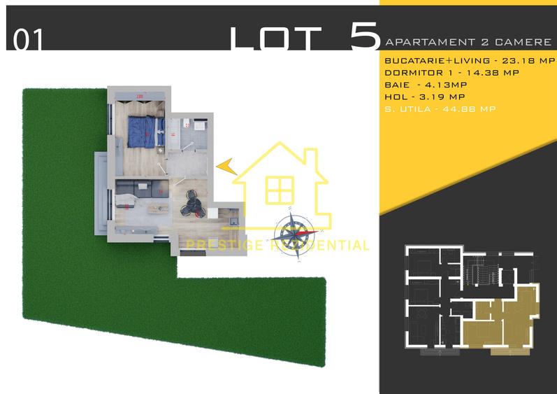 Apart.FINALIZAT bloc nou-2 Camere-62mp si curte 133 mp-bloc
