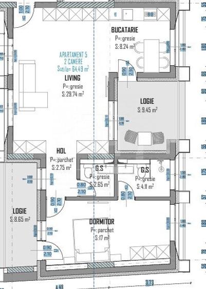 Apartament 3 camere, intermediar, semifinisat, parcare, Marasti