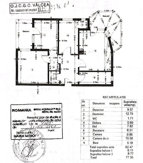 Apartament 3 camere, ULTRACENTRAL, Rm. Vâlcea, etaj 2, BOXA