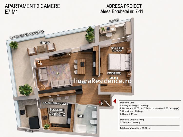 2 camere, 65 mp, 300 m metrou Nicolae Grigorescu (Ilioara), Park Lake