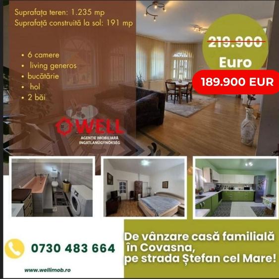 De vânzare casă familială cu etaj în Covasna, pe strada Ștefan cel Mare