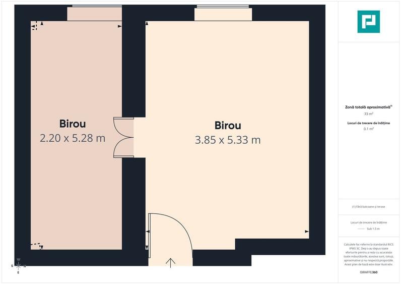 Spațiu de birouri cu 2 camere | Zonă Centrală