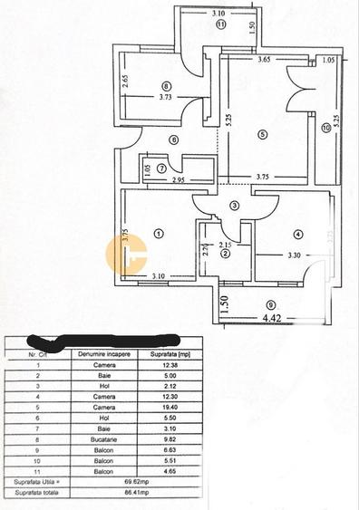 Apartament 3 camere – Copou – 70 mp utili – 2 locuri de parcare