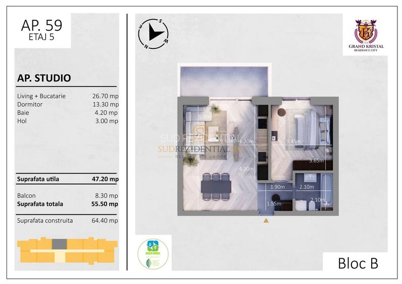 Apartament tip studio, cartier securizat, zona Bd. Metalurgiei - 1