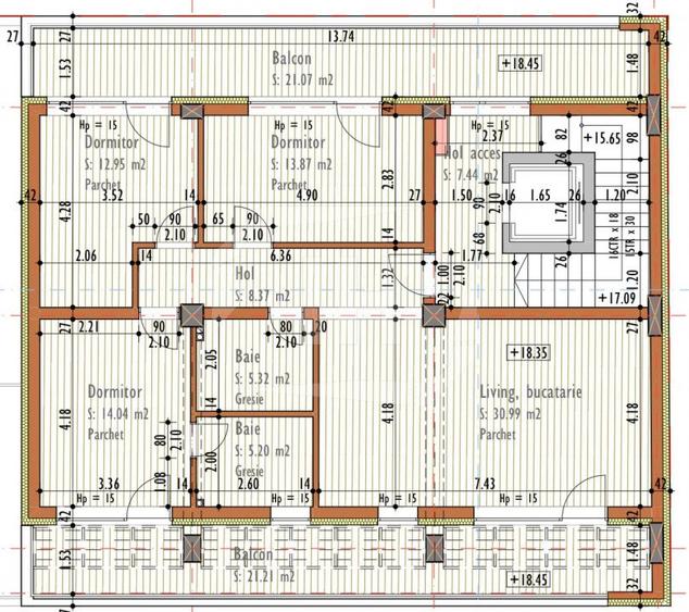 Penthouse 4 camere, constructie premium, 2 terase, Marasti