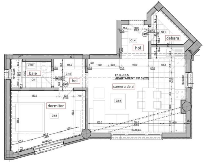 Apartament 2 camere, 53 mp, zona Bucium Aleea Domenii