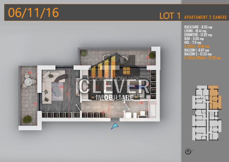 2 Camere, 75,6 mp | 2 Terase 23,7 mp | Pallady | Comision 0%