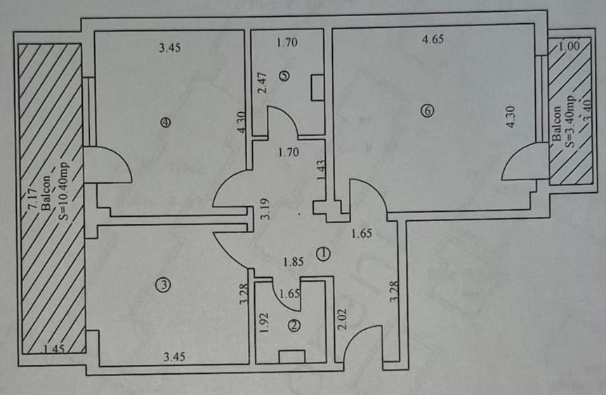 Ap cu 2 cam (amenajat cu 3), parter, balcon cu pivnita, 76.06 mp, decomandat