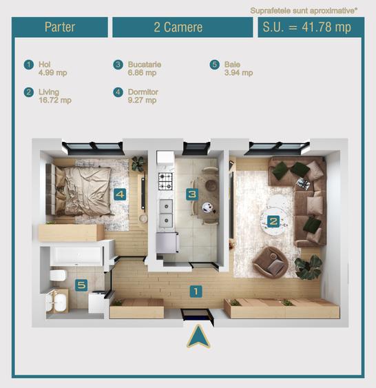 Apartament de vanzare 2 camere 42mp Militari Chiajna