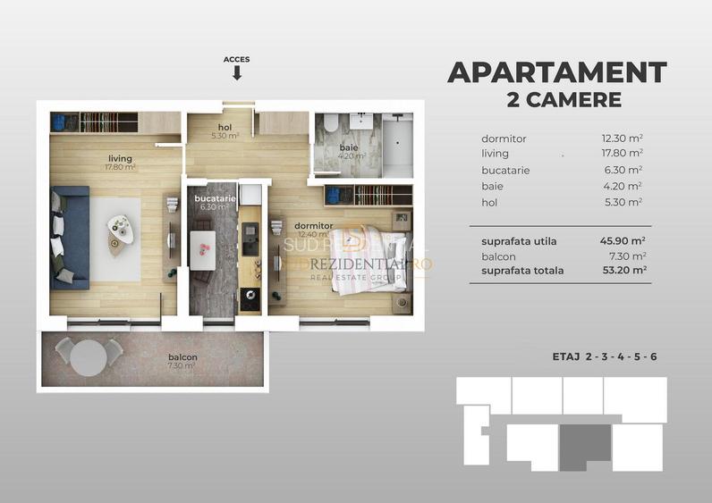 Apartament cu 2 camere decomandate in bloc nou, zona Bd.Brancoveanu - 1