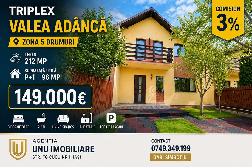 Casă tip Triplex Valea Adâncă – Zona 5 Drumuri P+1, 96 mp utili, Teren 212 mp 149.000 euro