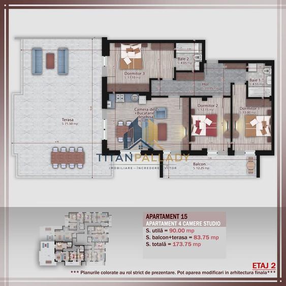 4 Camere173 Mp Terasa,Stil Boutique,1/2 Parcare, Pallady-Metrou Teclu