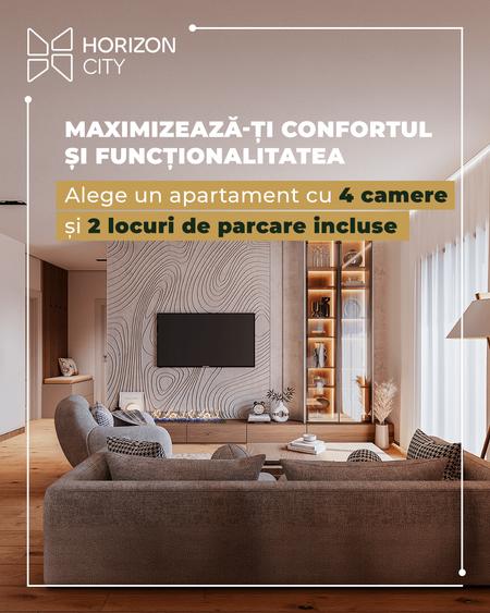 Horizon City - Apartament de 4 camere + 2 parcări incluse | Avans 10%