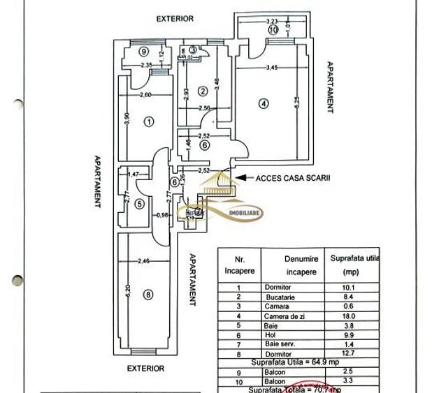 Vând apartament cu 3 camere decomandate in centrul orașului Bacau