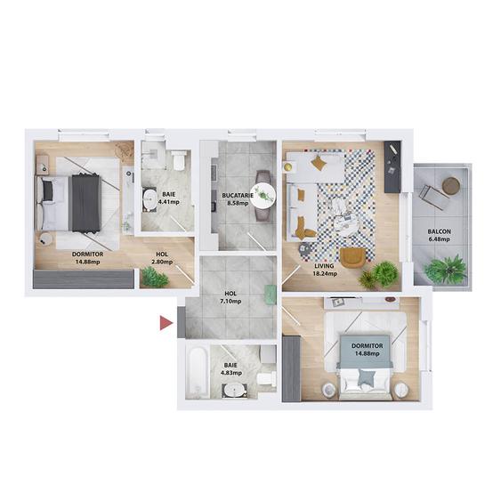 Apartament 3 camere cu preț accesibil în Sectorul 6