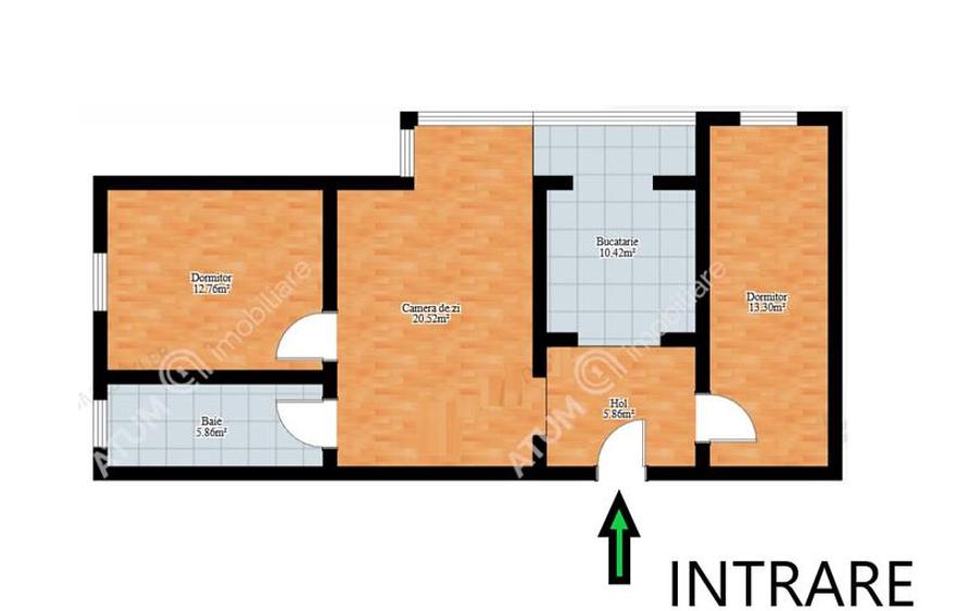 Apartament cu 3 camere la etajul 2 in zona Terezian din Sibiu