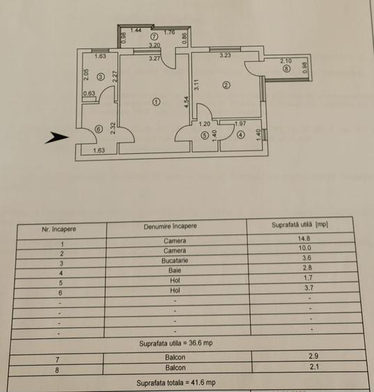 Apartament 2 camere, 2 balcoane, centrala termica, liber
