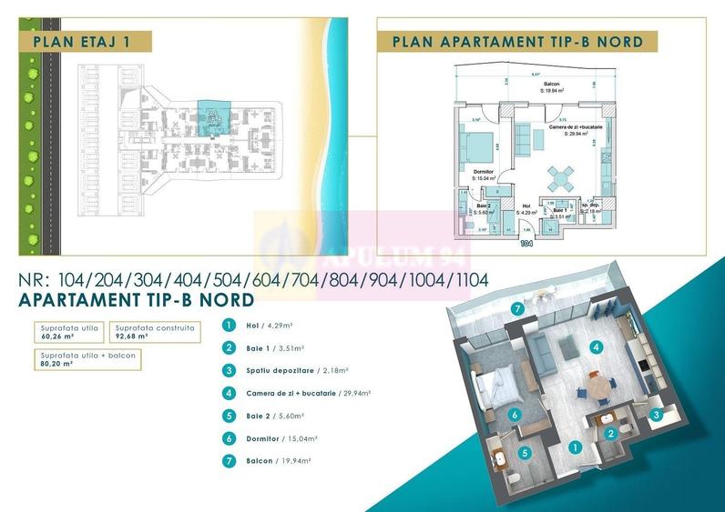 Mamaia Nord, apartament 2 camere, bloc 2024 direct pe plaja