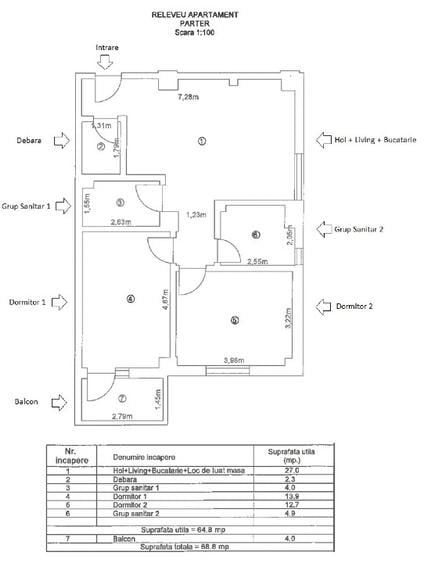 Apartament cu 3 camere, 69 mp, mobilat, zona Arex – Green Residence