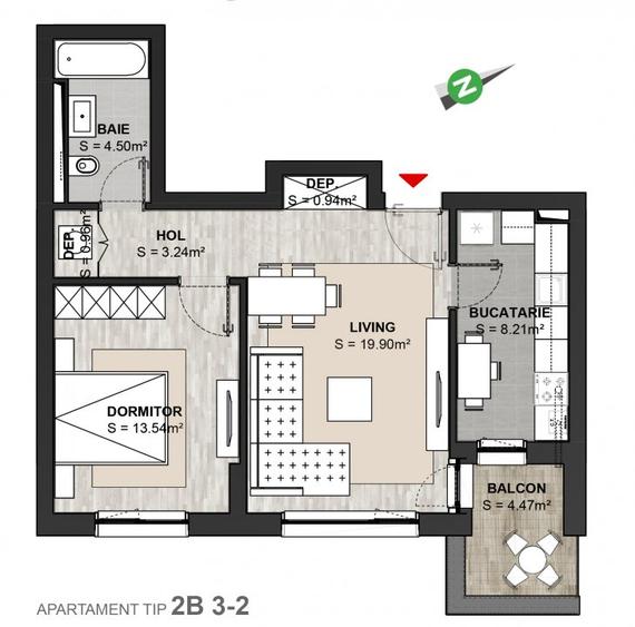 Apartament cu 2 camere finalizat, Noua Residence 2, Calea Bucuresti nr.254