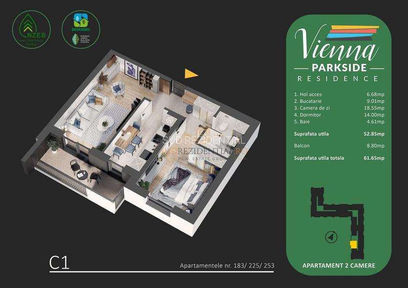 Apartament 2 camere, decomandat, ansamblu rezidential nou, Sector 4 - 1