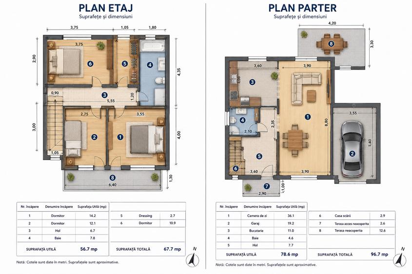 Vilă individuală cu garaj, teren 700 mp — Valea Lupului, Iași | Comision 0%