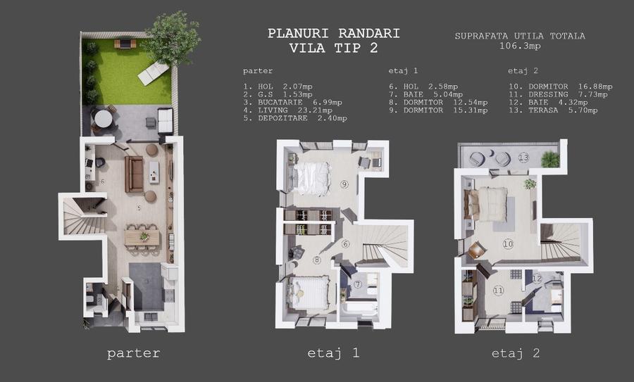 Alexander Residence Pipera, casa insiruita, 3 dormitoare, 4 bai, gradina