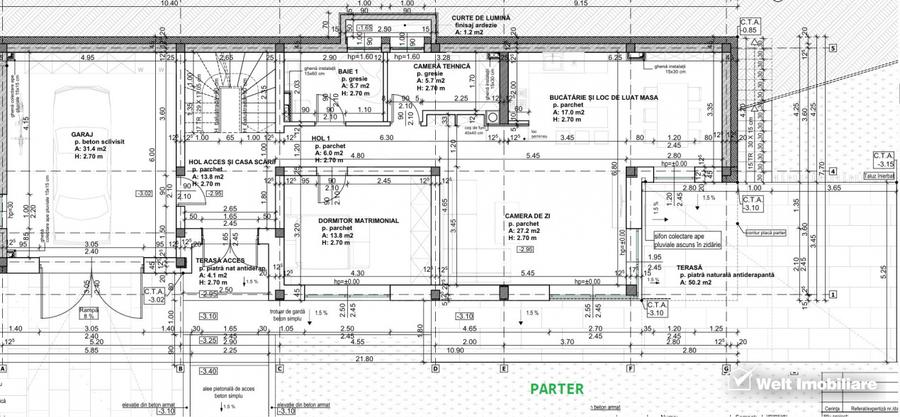 Proiect casa la rosu Baciu - 4 dormitoare, garaj, 3 terase, teren 681 mp