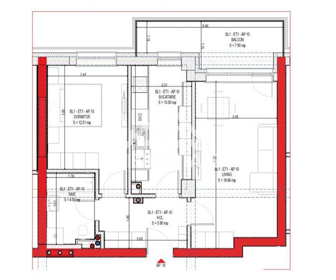 Apartament modern 2 camere cu terasa si incalzire in pardoseala