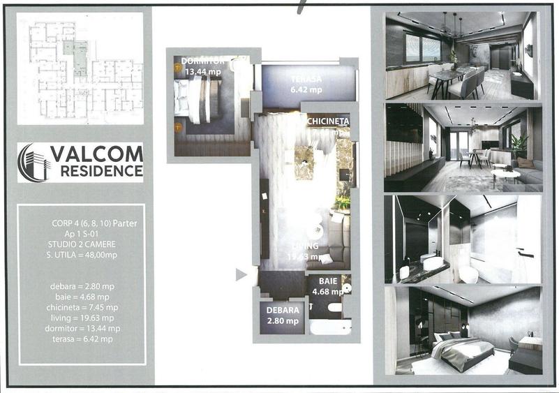 Valcom Residence Bartolomeu, Studio, terasa 6.42mp, Comision 0%