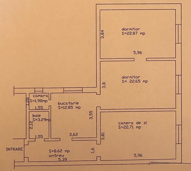 Apartament 3 camere - 95 mp - etaj 1 - zona Centrala - 9 Mai