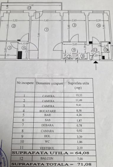 3 camere, 10/10, bloc 1985, 71mp-Ghencea