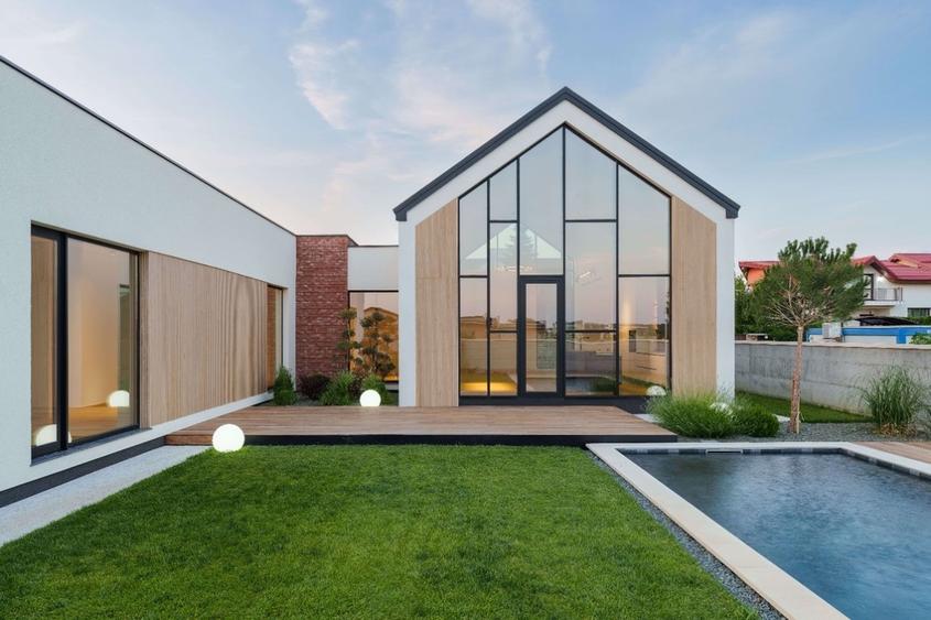 Casă Parter cu Design Minimalist și Piscină