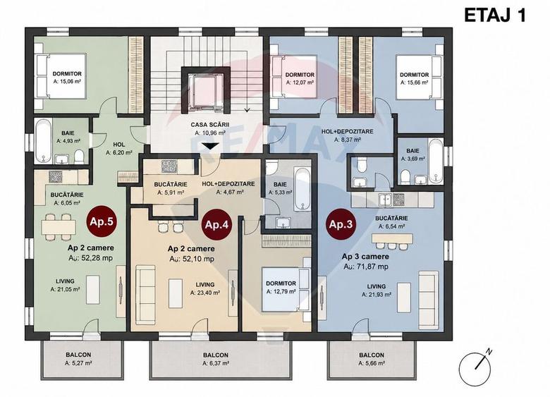 Apartament cu 3 camere de vânzare - zona semicentrală -Mărăști