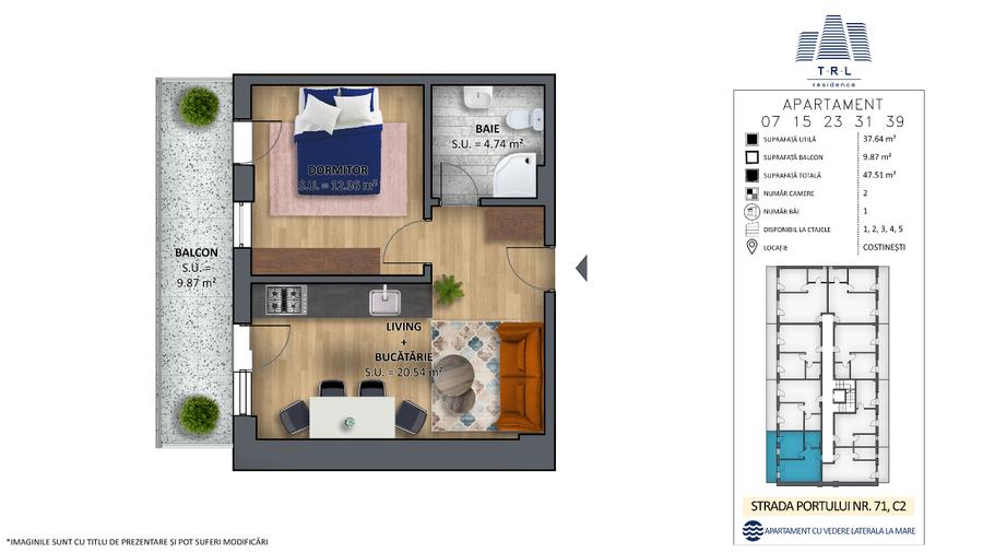 Apartamente/garsoniere de vanzare, prima linie la mare, Costinesti-Epava