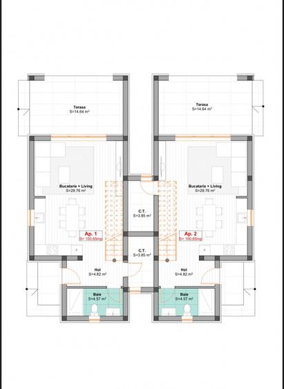 DIRECT DEZVOLTATOR, DESPARTIT PRIN C.T, 4 CAMERE