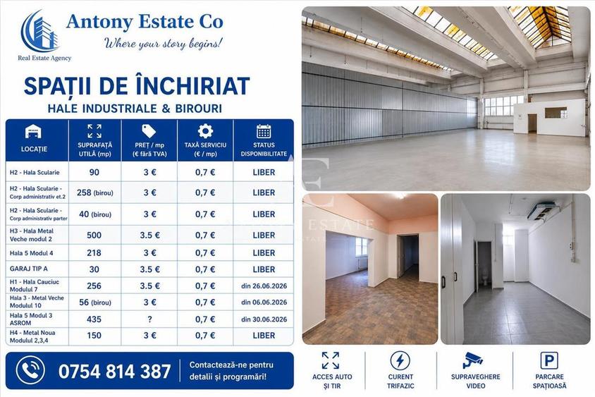 Antony Estate | Hale, Depozite & Birouri de Închiriat | 30 - 500 mp | Oradea