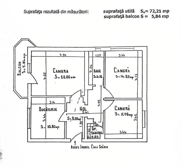 Academia Navală - Soveja apartament decomandat 3 camere 78 mp