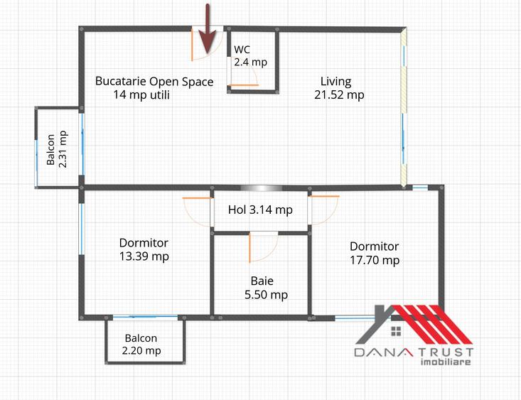 GIroc – Zona Jupiter – 77 mp utili – Complet mobilat si utilat – Curte Privata