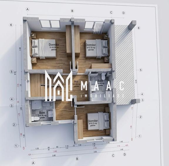 Casă Individuală | 5 camere | 132 MPU | Alb/Roșu | Șura Mică