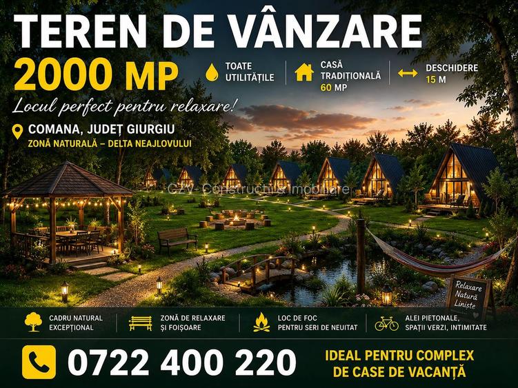 Teren 2000 mp de vânzare – Comana, deschidere la lac, aproape de Parcu - 2