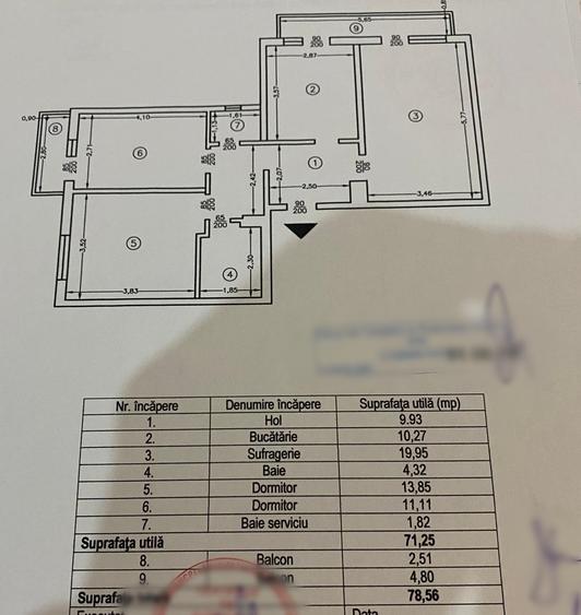 Apartament 3 camere decomandat, Frumoasa, 80mp ! Etaj 3/4 !