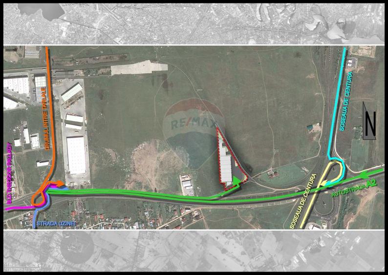 Teren 2Ha Drumul Intre Tarlale - A2, pretabil hale + birou