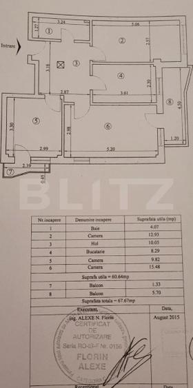 Apartament 3 camere, 67.67 mp, zona Galata