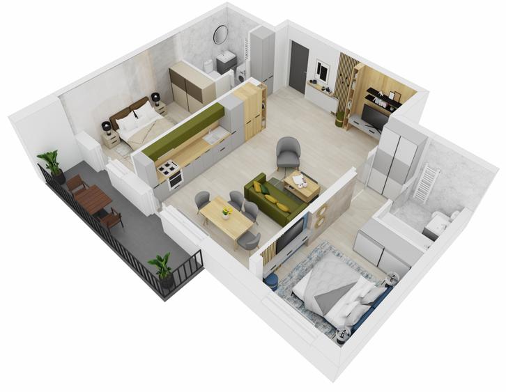 Apartament 3 camere 66,66 mp + balcon 9 mp Cartier Doamna Stanca - intabulat