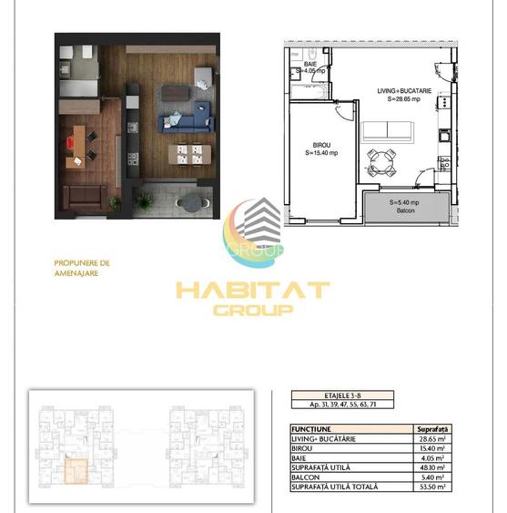 Apartament 2 camere bloc nou la 8 minute de metrou