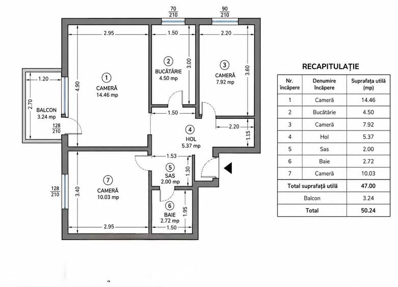 3 camere Pacurari esplanada Mimoza- 86900 euro