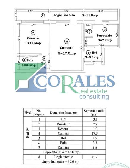 Semicentral, 46mpu+12 mpu logie, et.4/8. Fara comision. Disponibil imediat. LIFT - 14