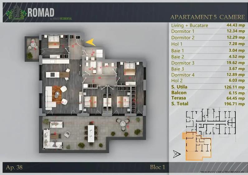 Pallady, Apartament 5 camere 3 bai, terasa, finisaje Premium