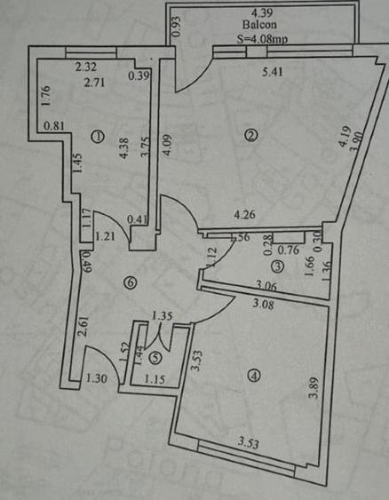 Apartament 2 camere, central, decomandat, etaj 2 din 2, 54 mp utili,